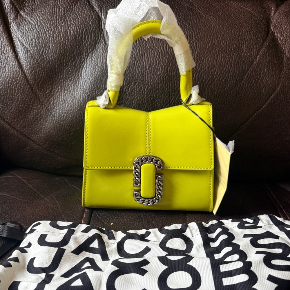 Marc Jacobs Neon Lime Leather Top-Handle Satchel